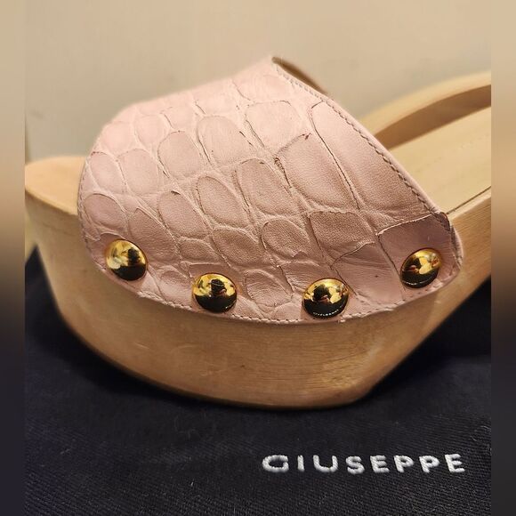 Giuseppe Zanotti Pink Croc-Embossed Leather Open Toe Clogs Sz.9/39 Ret.$595 - Picture 3 of 12